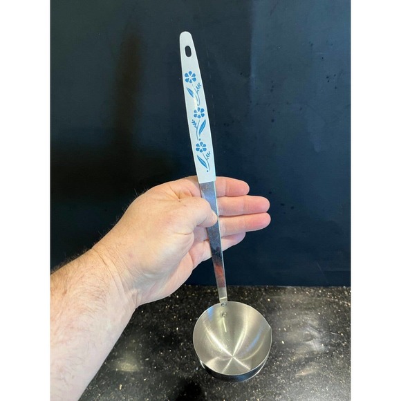 Vintage Fontana Stainless Steel Blue Cornflower Japan Cooking Utensil 3 PC Set - Picture 3 of 8